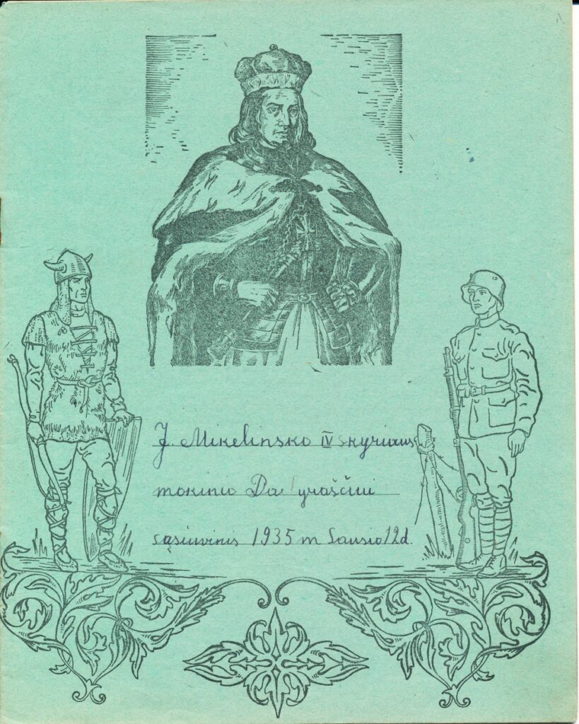 J. Mikelinsko mokyklinis sąsiuvinis. 1935 m.