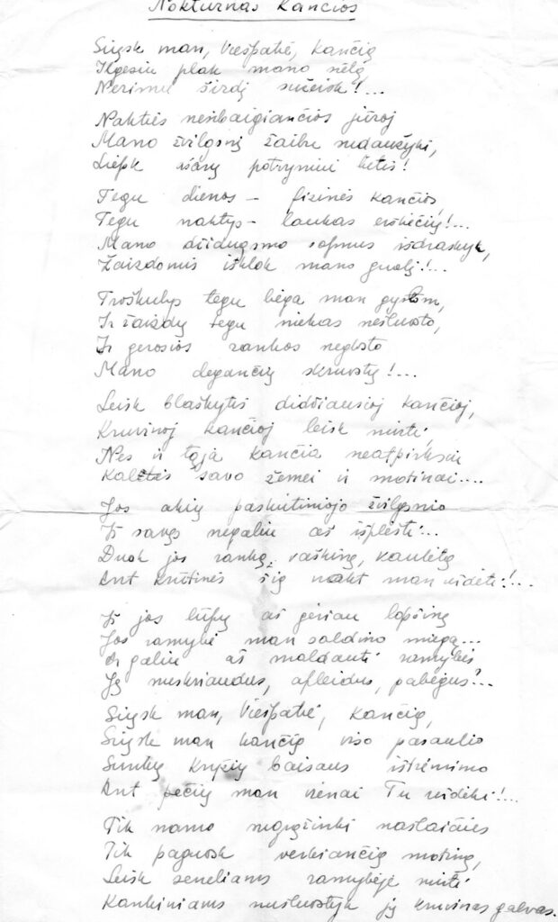 J. Švabaitės eilėraštis „Noktiurnas kančios“