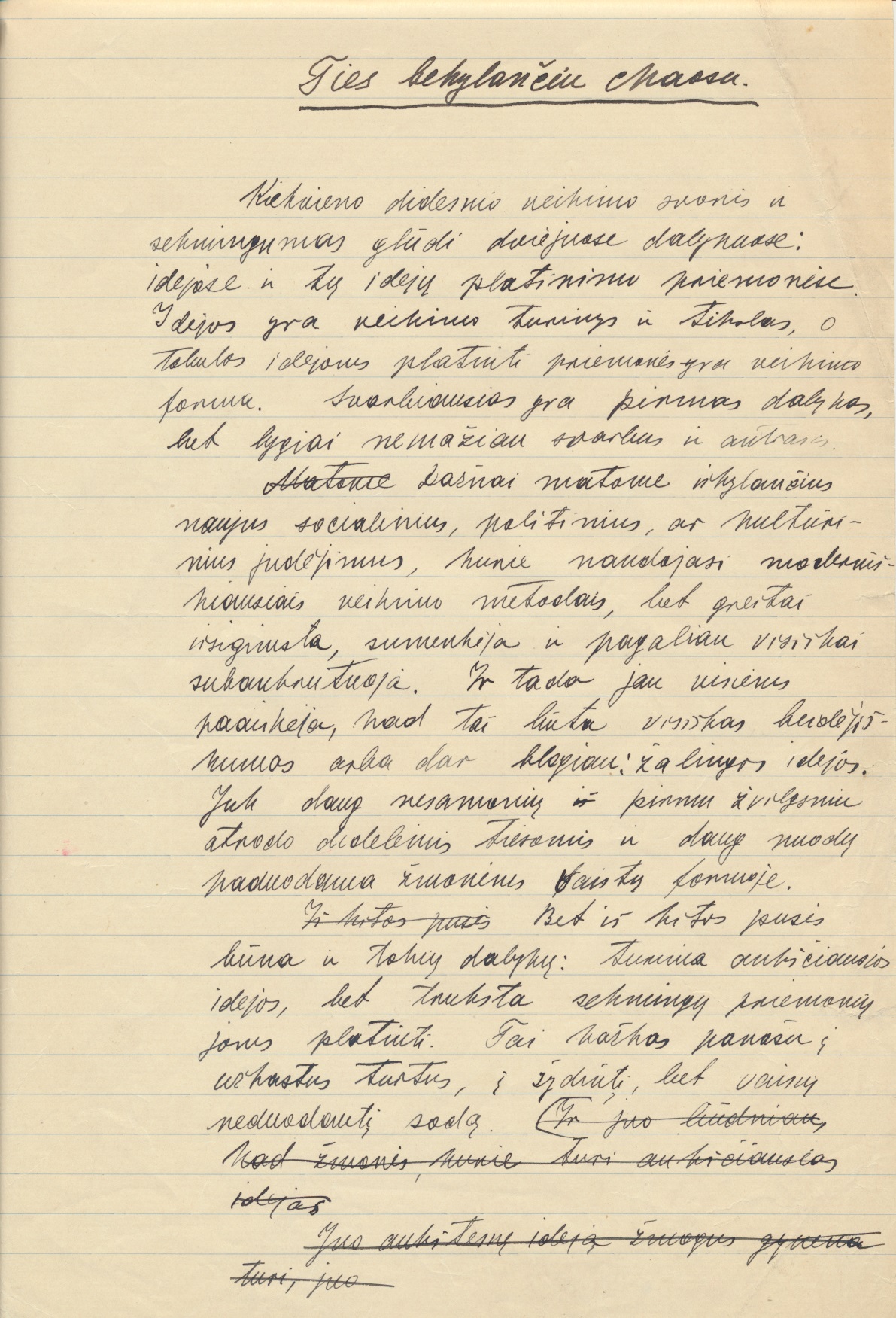 J. Grušo rankraštis „Ties bekylančiu chaosu“ 1