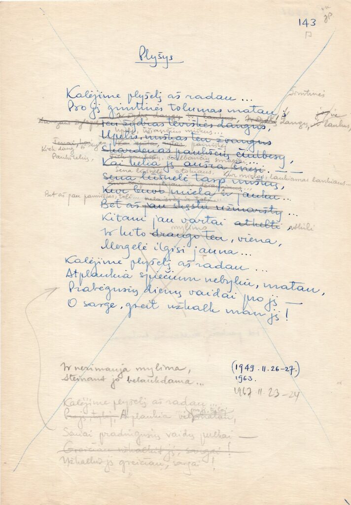 J. Baltrušaitis. „Plyšys“. Iš rinkinio „Žemės laiptai“. 1967-02-24. L. Brogos vertimas iš rusų k. MLLM 40140