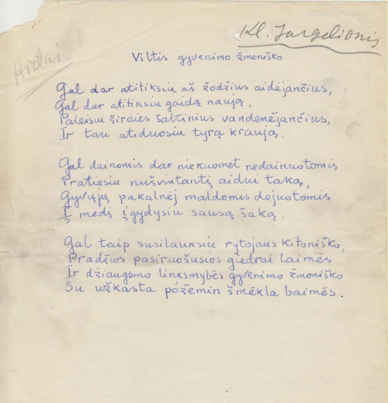K. Jurgelionio eilėraštis