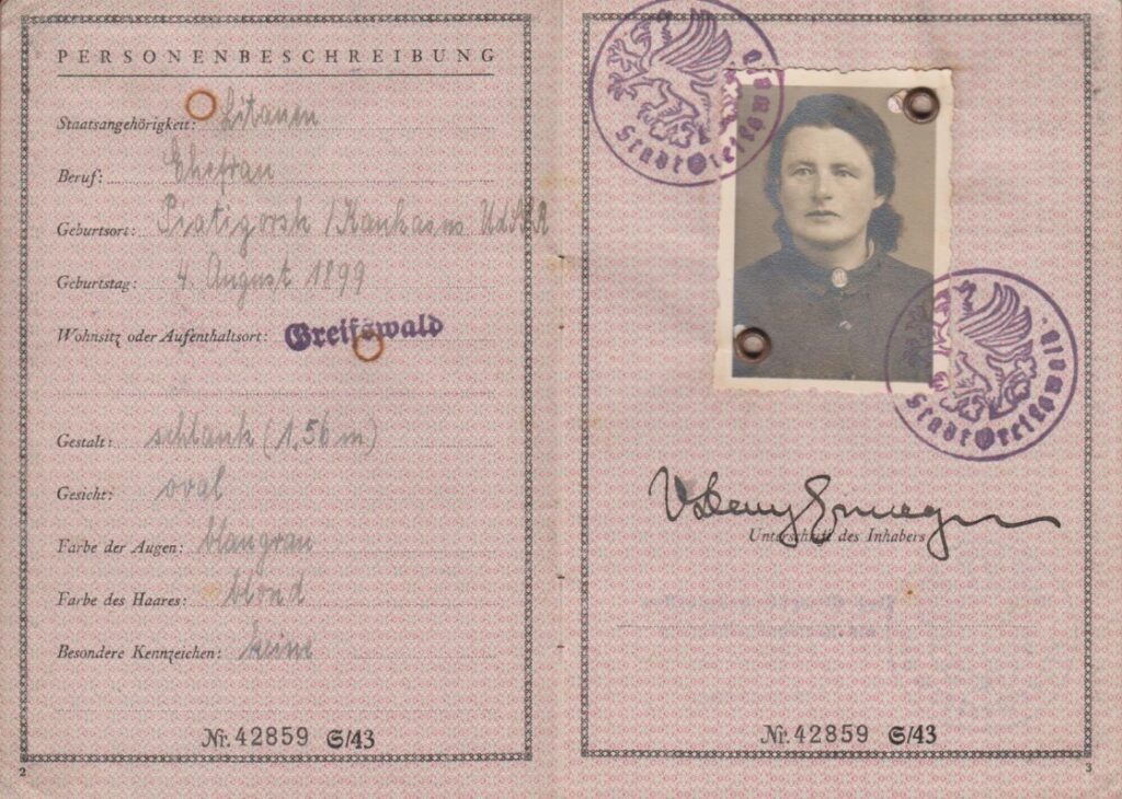 Laikinas svetimšalio pasas. Vokietija. 1944 11 14