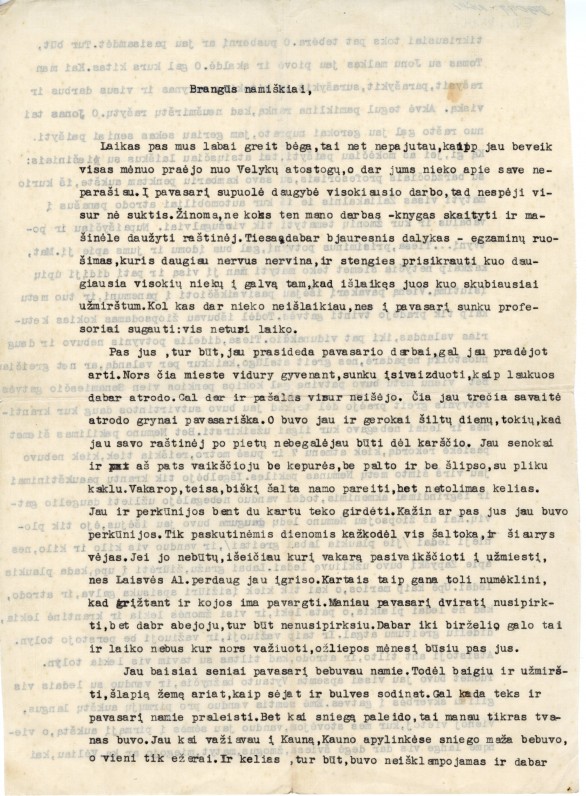 Laiškas brangiems namiškiams, rašytas 1940. IV. 27