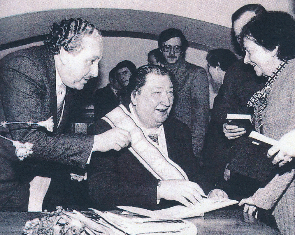 Literatūros muziejuje minima V. Misevičiaus 60 metų sukaktis. 1984 m. vasaris. Fotografas Algirdas Kairys