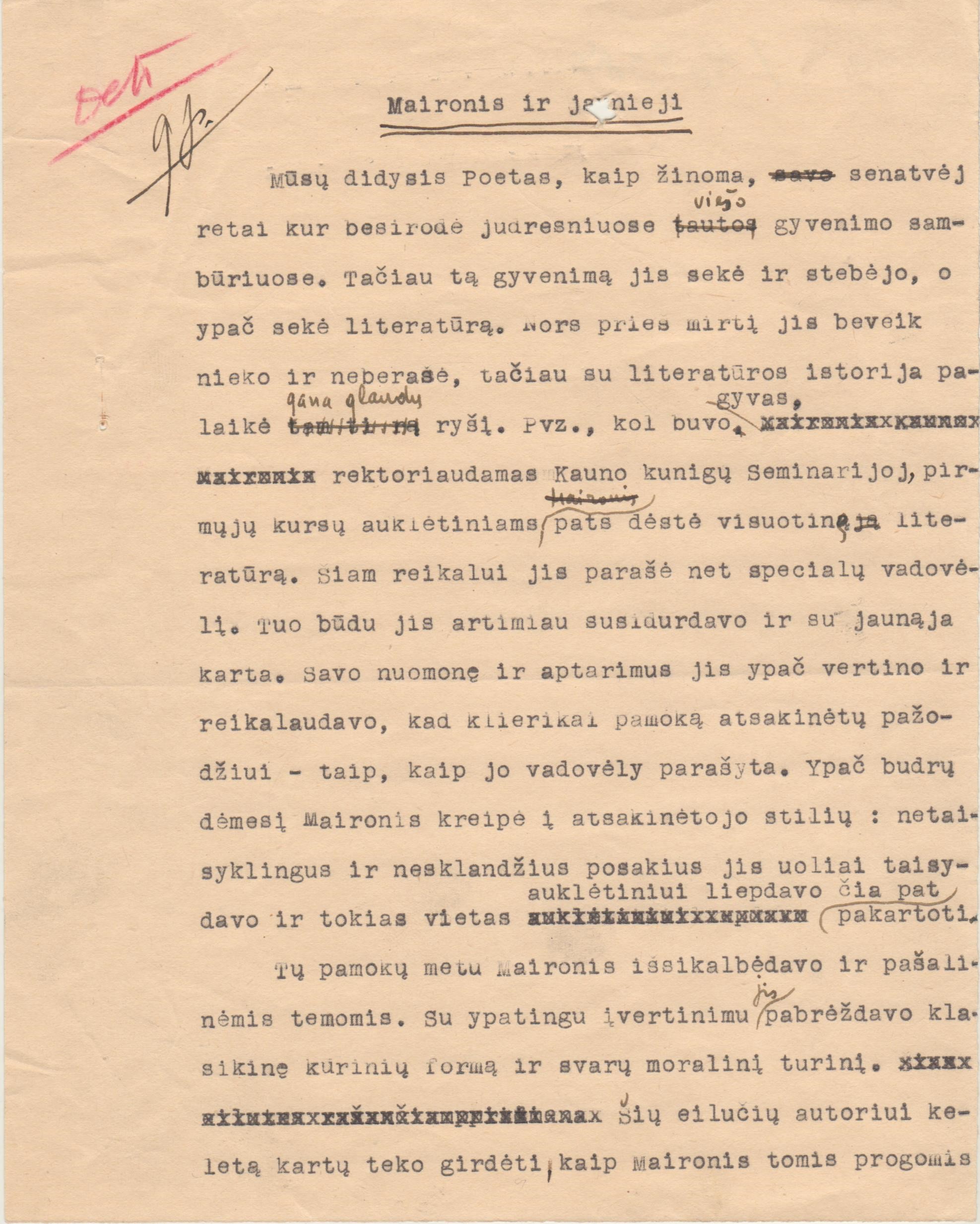 S. Būdavo prisiminimai apie J. Mačiulį-Maironį. MLLM 12837
