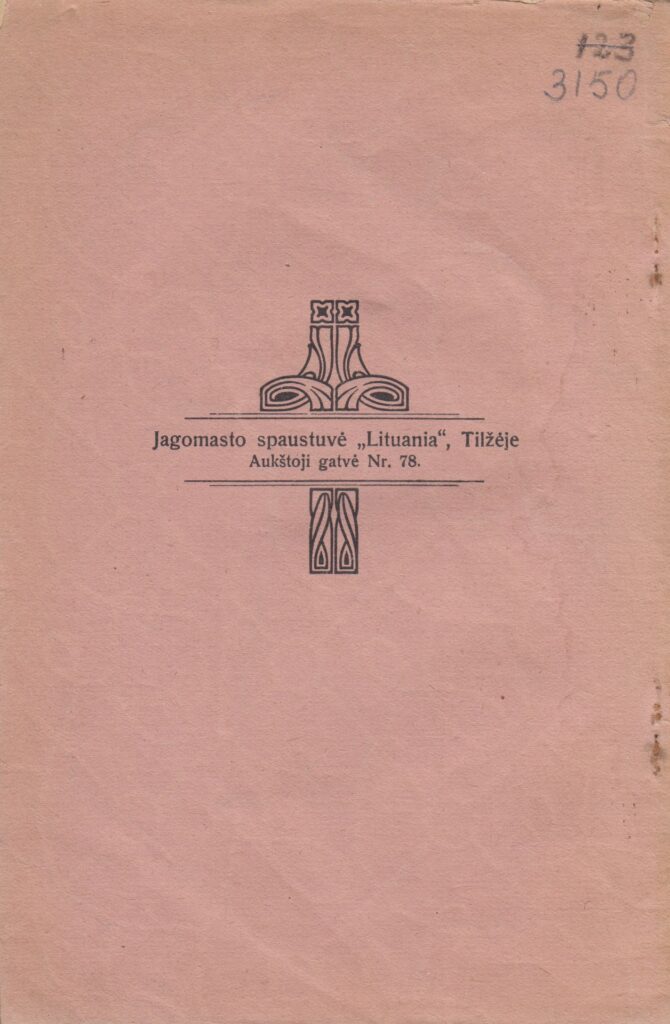 Krislelis. Iš Nemuno.. Tilžė: Jagomasto spaustuvė „Lituania“, 1920 m. MLLM 3150