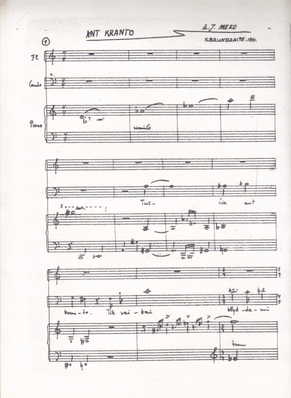 Muzika J. Meko žodžiams. Autorė K. Brundzaitė, 1971 m.