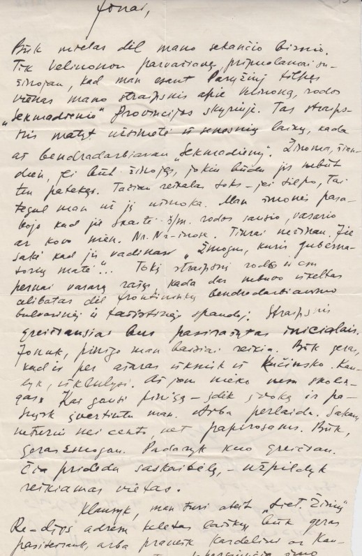 P. Cvirkos laiškas J. Šimkui