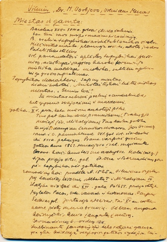 P. Jurkaus studijų užrašai