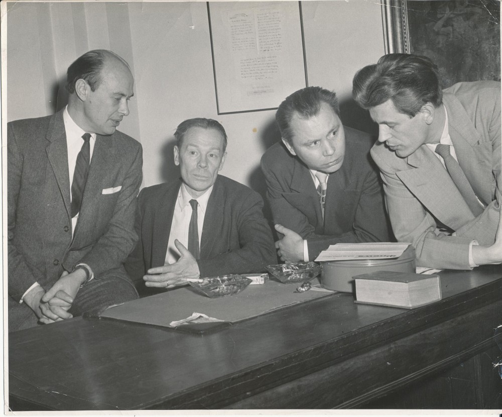 P. Jurkus, J. Aistis, K. Bradūnas, K. Ostrauskas. Baltimorė. 1955 m. V. Maželio nuotrauka