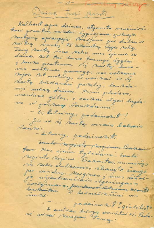 P. Širvio straipsnis „Daina turi skristi“