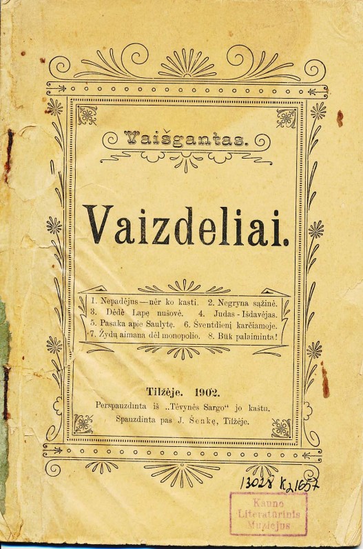 Pirmoji Vaižganto knyga. Tilžė, 1902 m.