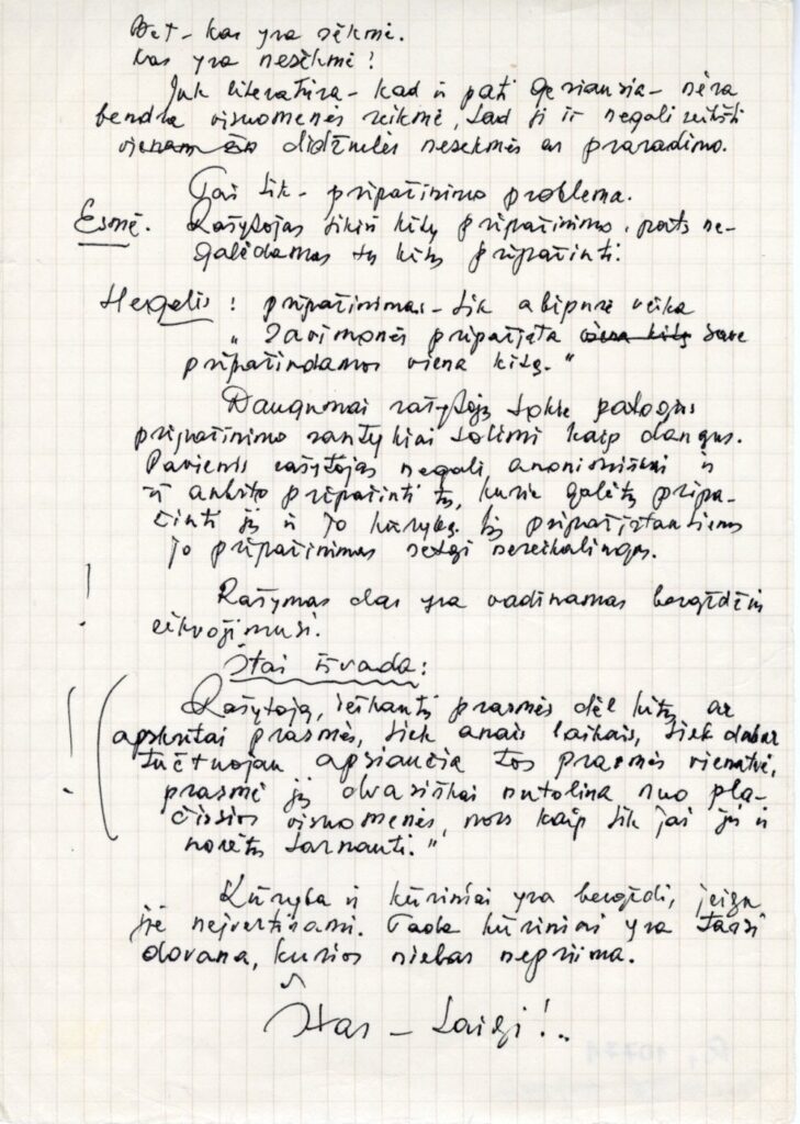 Poeto užrašai apie prasmę, kūrybą