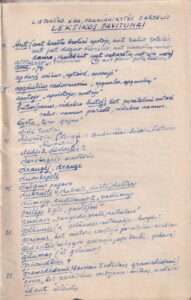 V. Katiliaus rankraštinės knygos priedas. Retų žodžių sąrašas. MLLM 109026