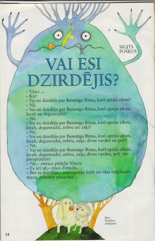 Publikacija latvių vaikų žurnale „Pasaku zilite“, 1998 m.