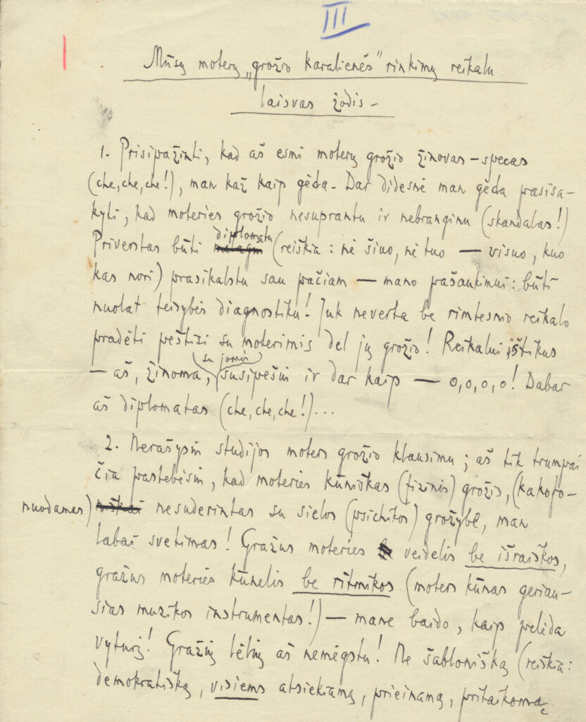 J. A. HERBAČIAUSKO ESĖ APIE MOTERS GROŽĮ