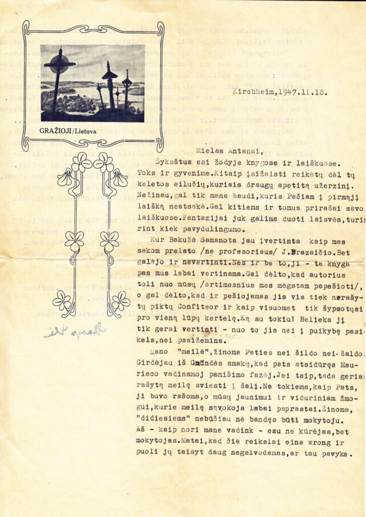 S. Ylos laiškas A. Vaičiulaičiui