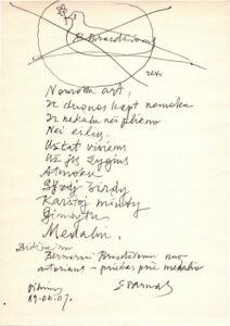 ERIKO VARNO EILIUOTAS LAIŠKAS B. BRAZDŽIONIUI