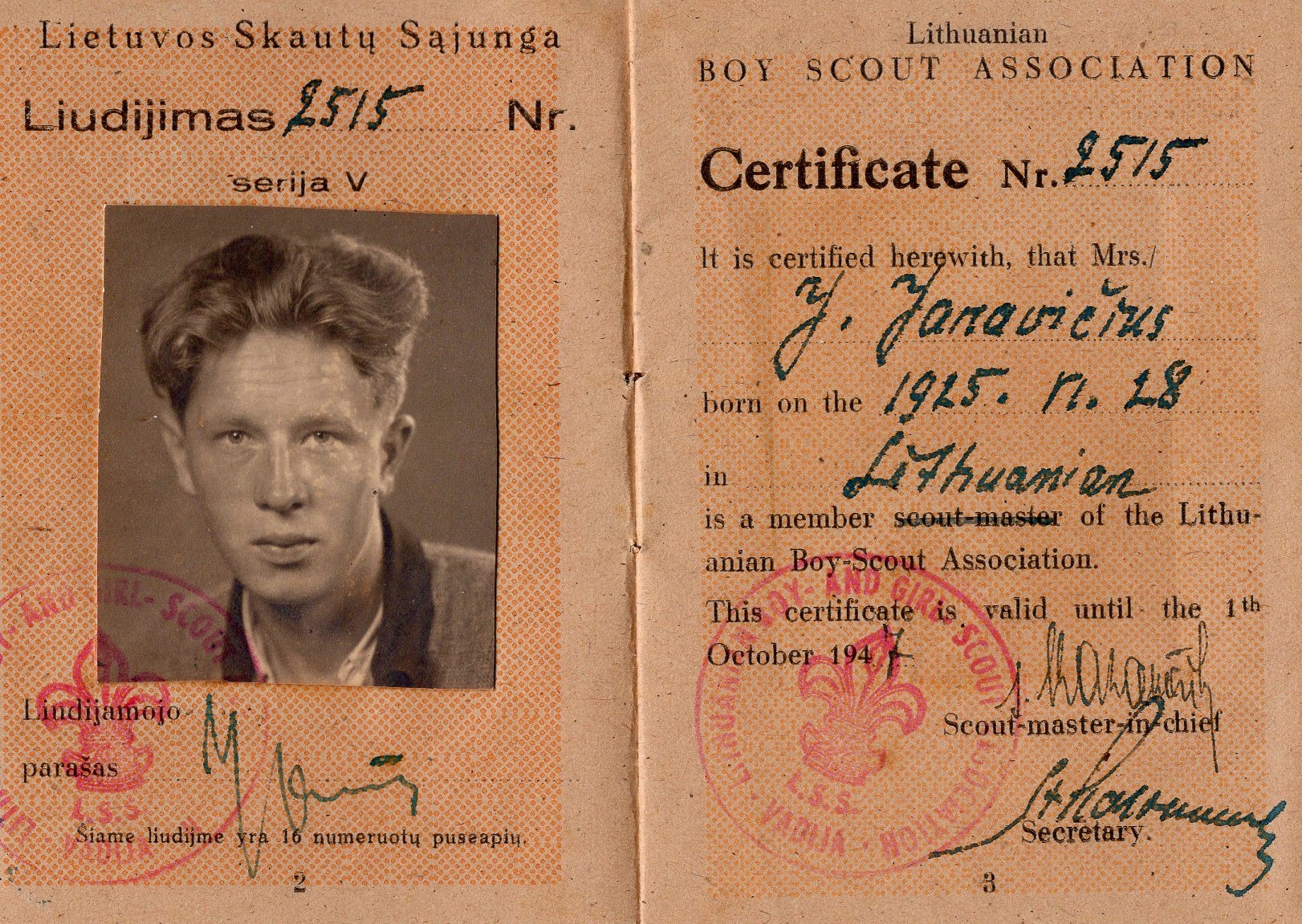 J. JANAVIČIAUS SKAUTŲ SĄJUNGOS LIUDIJIMAS