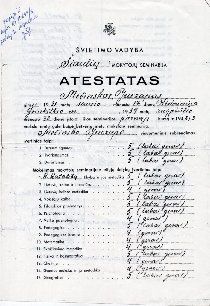 JUOZAS MEČINSKAS (1921–2000)