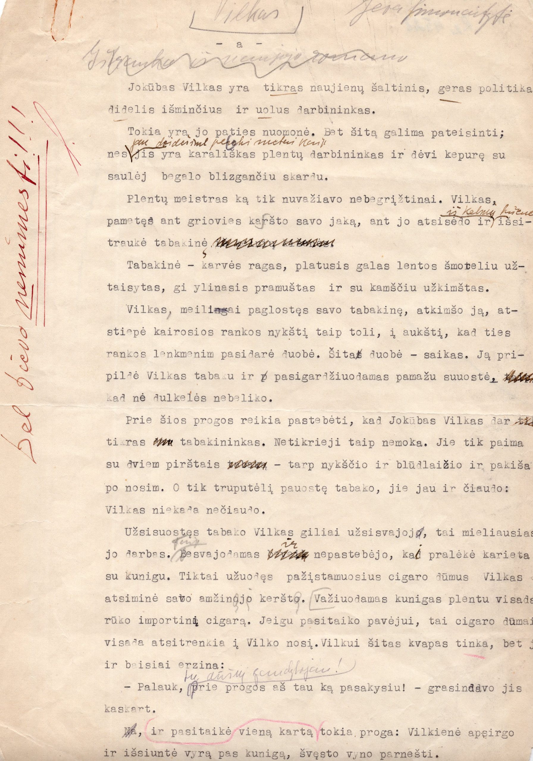 I. SIMONAITYTĖS APSAKYMO „VILKAS“ MAŠINRAŠTIS