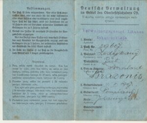 Paso, išduoto B. Brazdžioniui 1918 m. sausio 28 d., pirmasis atvartas