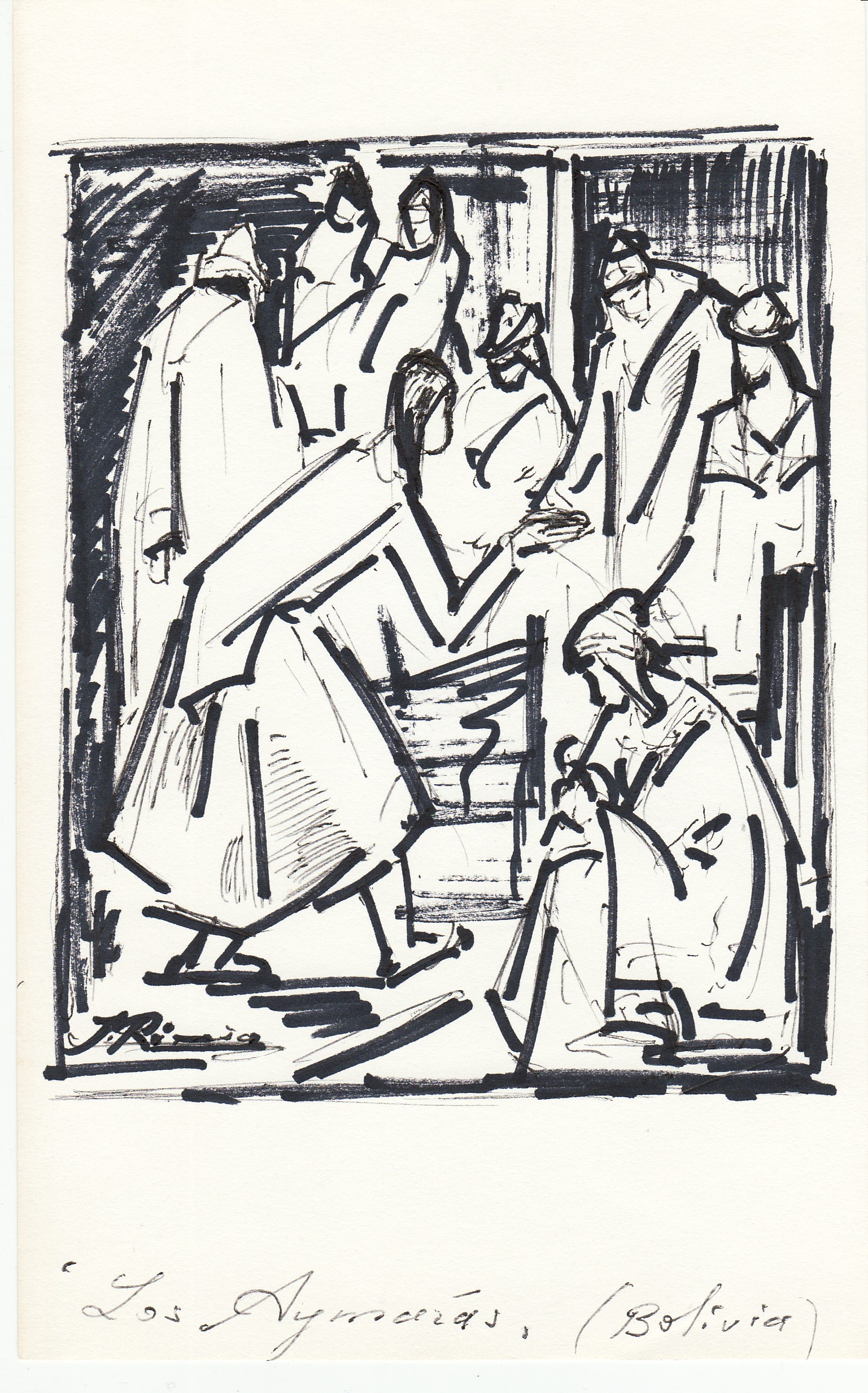 Jonas Rimša. Eskizas. Popierius, flomasteris. Apie 1965–1973 m. BBR 9704