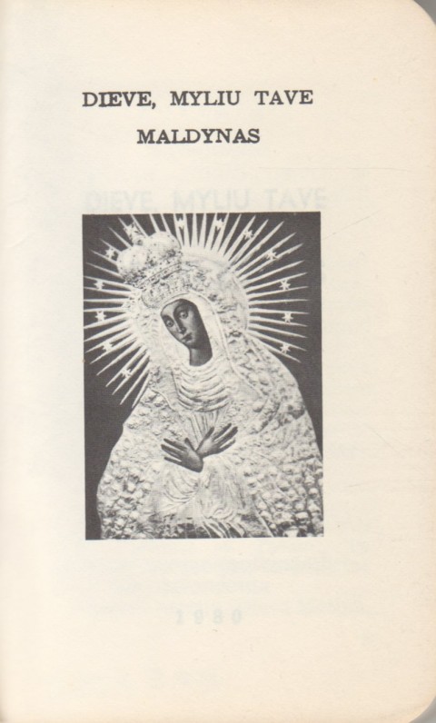 „Dieve, myliu tave“. 1980 m. Maldyno titulinis lapas