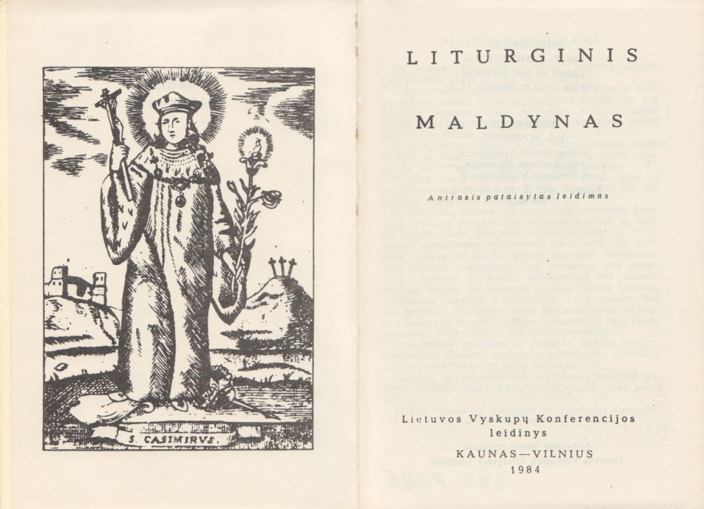„Liturginis maldynas“. Kaunas – Vilnius. Lietuvos Vyskupų Konferencijos leidinys, 1984 m. Titulinis lapas. Antrasis pataisytas leidimas