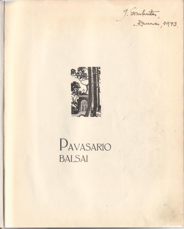 „Pavasario balsai“. Kaunas, 1942 m. J. Gimbuto autografas
