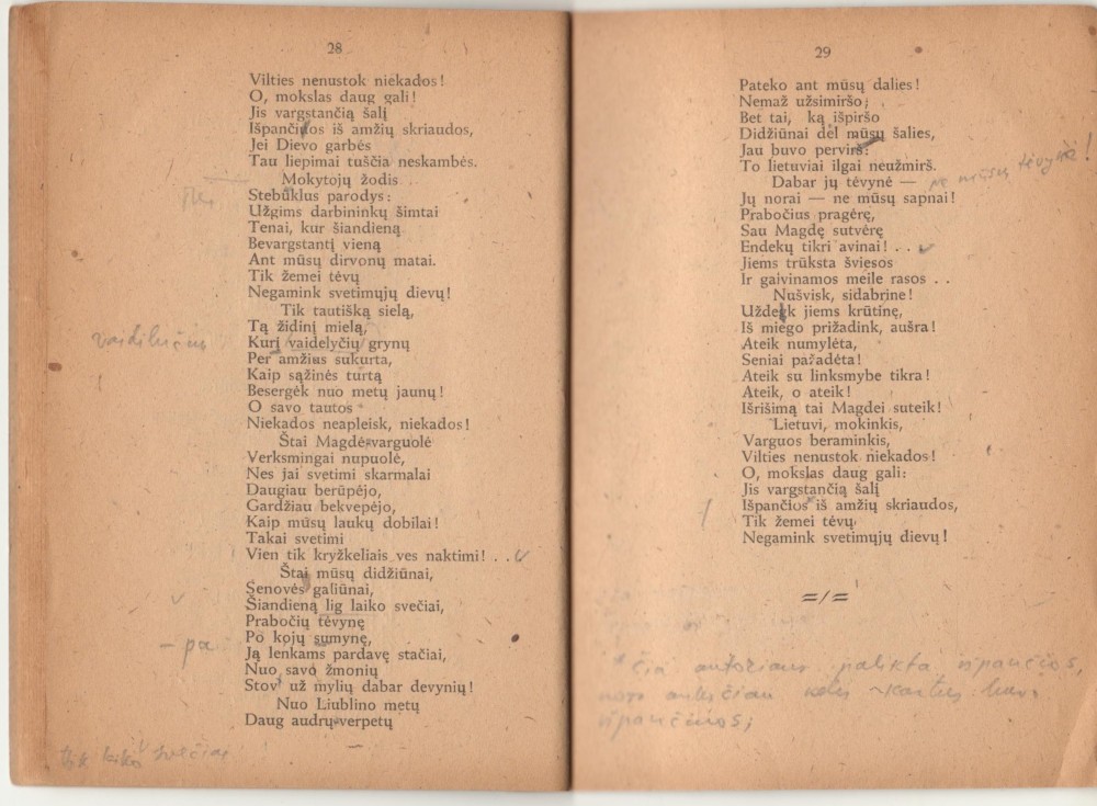 „Raseinių Magdė“. Merbekas, 1947 m. Brazdžionio pastabos, p. 28–29
