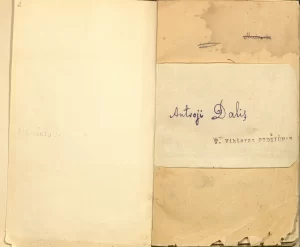 Maironio poemos „Mūsų vargai“ rankraštinis sąsiuvinis. MLLM 134809